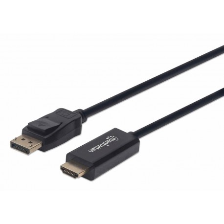 DisplayPort do HDMI kabel 1080p MANHATTAN, DP moški do HDMI moški, 3 m, črna