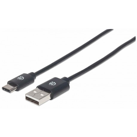 Kabel USB A/USB C MANHATTAN moški/moški, USB 2.0, 0,5m, črne barve