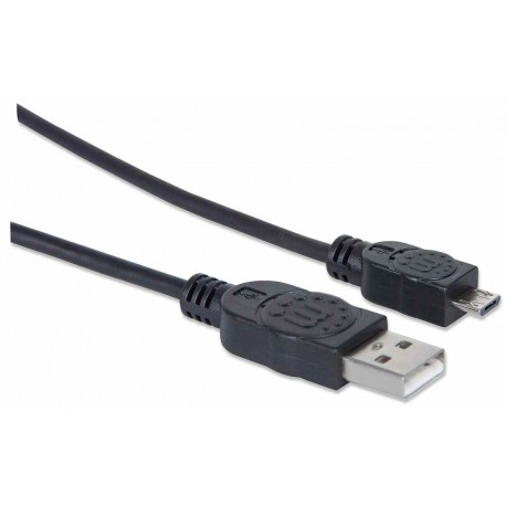 Kabel USB A/Micro-B MANHATTAN, moški/moški, USB 2.0, 1,8 m, črne barve