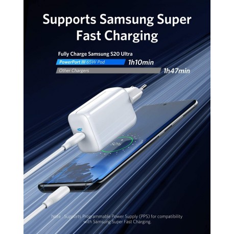 Anker PowerPort III 65W Pod potovalni polnilec z EU, UK in US adapterjem