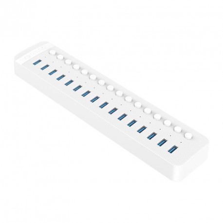USB hub s 16 vhodi, USB 3.0, s stikali, zunanje napajanje, bel, ORICO CT2U3-16AB