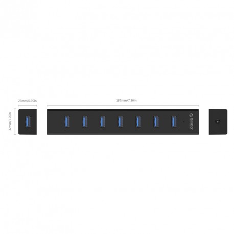 USB hub s 7 vhodi, USB 3.0, črn, ORICO H7013-U3,