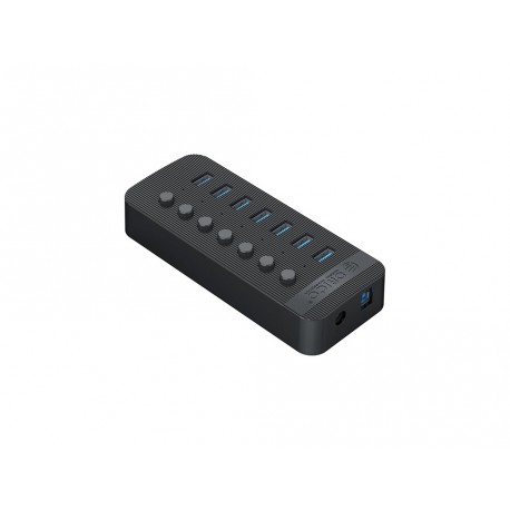 USB hub s 7 vhodi, USB 3.0, s stikali, zunanje napajanje, črn, ORICO CT2U3-7AB,