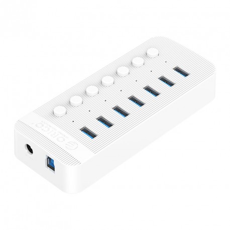 USB hub s 7 vhodi, USB 3.0, s stikali, zunanje napajanje, ORICO CT2U3-7AB,