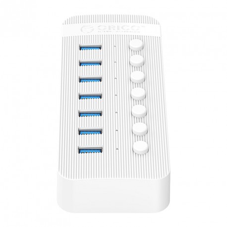 USB hub s 7 vhodi, USB 3.0, s stikali, zunanje napajanje, ORICO CT2U3-7AB,