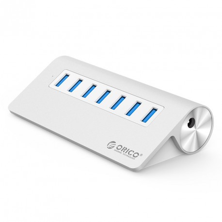 USB hub s 7 vhodi, USB 3.0, zunanje napajanje, aluminij, ORICO M3H7,