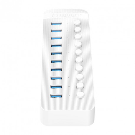 USB hub z 10 vhodi, USB 3.0, s stikali, zunanje napajanje, ORICO CT2U3-10AB,