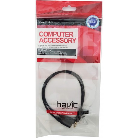 Slušalke HAVIT adapter 3.5mm (M) na 2x 3.5mm (Ž  - mikrofon + slušalke), HV-G06