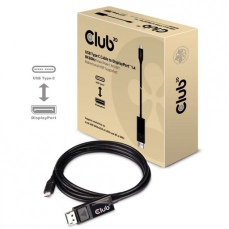 Kabel USB-C v DisplayPort 1.4 Club 3D CAC-1557, 8K@60Hz, HDR, 1,8m,