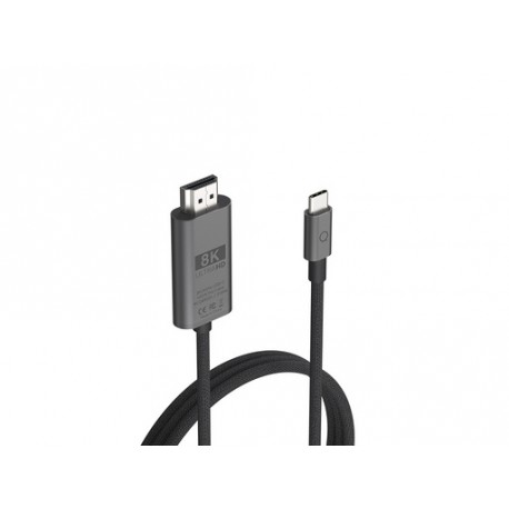 Kabel USB-C v HDMI 2.1, M/M, 8K 60Hz, 4K 120Hz, HDR, 2m, pleten, LINQ