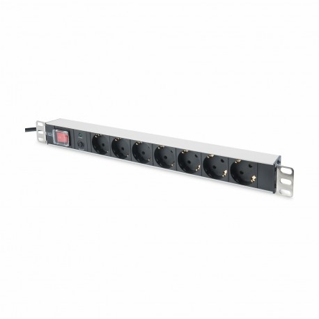 Digitus razdelilec rack 7x220V ALU+ stikalo črno/siv DN-95403