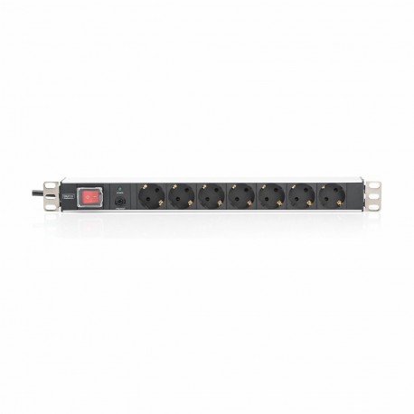 Digitus razdelilec rack 7x220V ALU+ stikalo črno/siv DN-95403