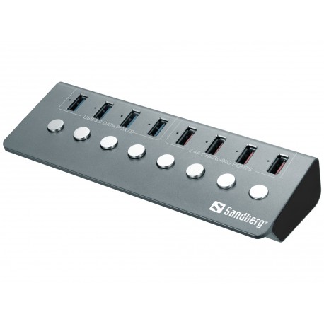 Sandberg 4 portni USB 3.0 hub z dodatnimi 4 porti za polnjenje naprav