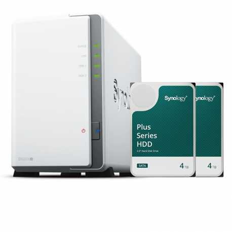 NAS strežnik Synology DS223J, vgrajen disk 8TB (2x4TB)