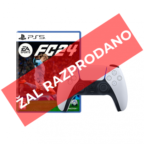 Brezžični kontroler Playstation PS5 Dualsense bel + FC24 VCH