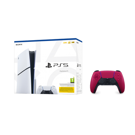 Igralna konzola PlayStation 5 Slim + dodaten DualSense kontroler (rdeč)
