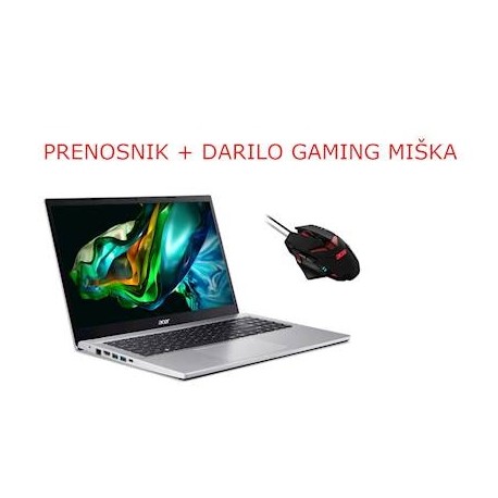 Prenosnik ACER Aspire 3 R7-5700U, 12GB, SSD 512GB + miška