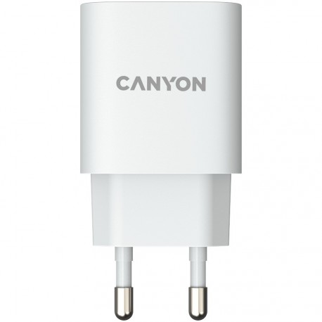 Stenski polnilec CANYON H-20, USB-C, bel