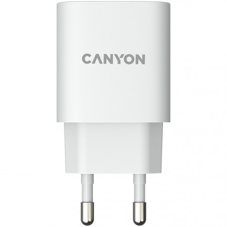 Stenski polnilec CANYON H-20-05, 1x USB in 1x USB-C, bel