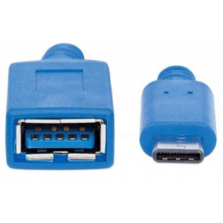Adapter Manhattan, USB-C v USB-A, moški/ženski, USB 3.2 Gen 1, 15cm, moder