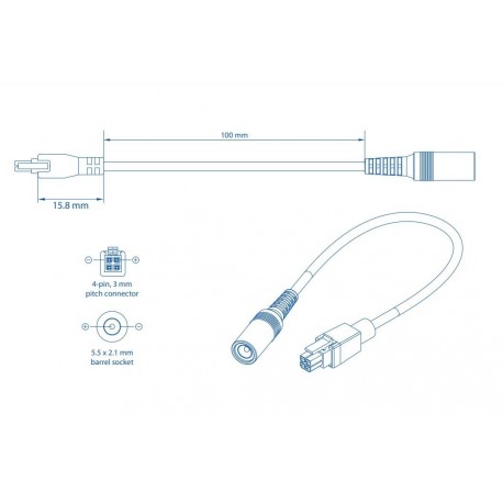 Adapter Teltonika 4-polni v DC O5,5x2,1mm, 10cm