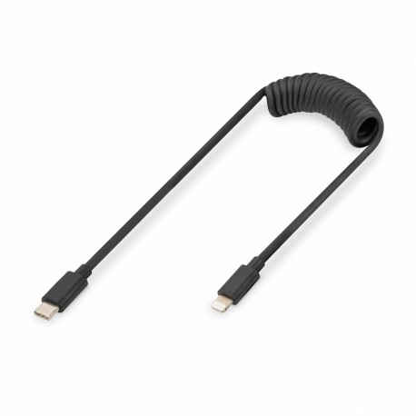 Kabel Digitus USB-C v Lightning 20W, 1m spiralni AK-600434-006-S