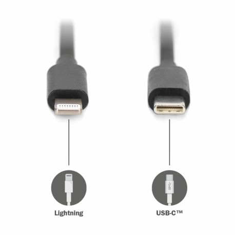 Kabel Digitus USB-C v Lightning 20W, 1m spiralni AK-600434-006-S