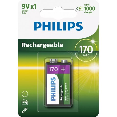 PHILIPS BATERIJA 9V POLNILNA 170mAh
