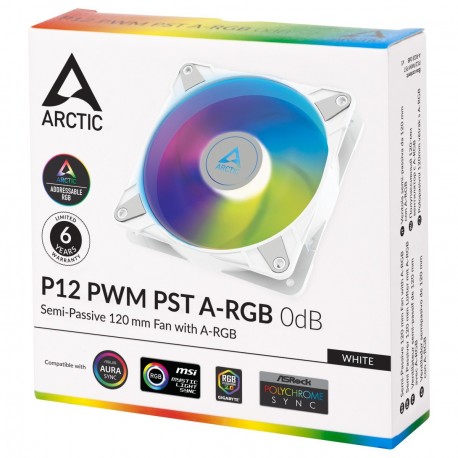 Ventilator ARCTIC P12 PWM PST A-RGB 120mm 4-pin, bel, ACFAN00254A