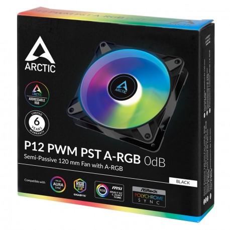 Ventilator ARCTIC P12 120mm PWM PST A-RGB, črn