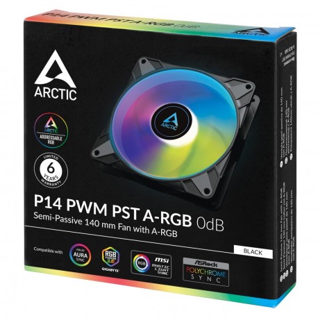 Ventilator ARCTIC P14 PWM PST A-RGB 140mm 4-pin, črn, ACFAN00239A