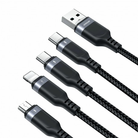 Kabel Joyroom USB 4v1 Lightning/2xTipC/Mikro 1.2m črn