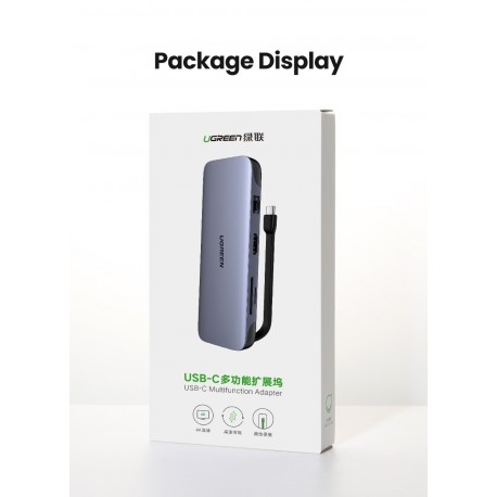 Ugreen USB-C 9v1 HUB 3*USB3.0+HDMI+VGA+RJ45 Gigabit+SD&TF +PD - box