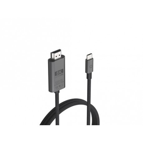 Kabel USB-C v HDMI 2.1, M/M, 8K 60Hz, 4K 120Hz, HDR, 2m, pleten, DEMO