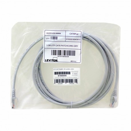Leviton patch UTP CAT.6 3m siv C6CPCU030-888BB