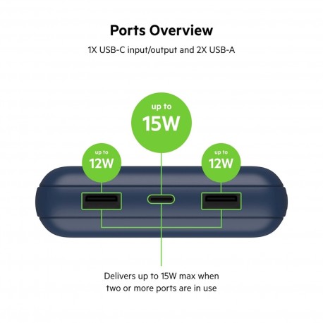 Prenosna baterija Powerbank Belkin 20K, 15W, modra