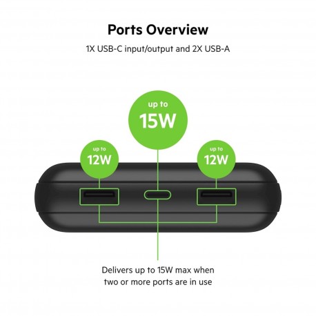 Prenosna baterija Powerbank Belkin 20K, 15W, črna