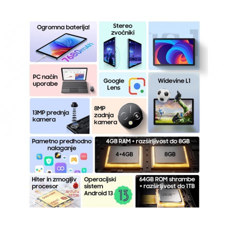 Tablični računalnik Blackview TAB 80, 10.1", 4G, 4GB, 64GB, IPS, Android