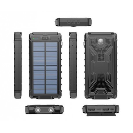 Prenosna baterija Powerbank Platinet PMPB10SP, 10.000mAh, solarno polnjenje, črn