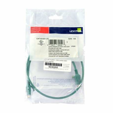 Mrežni kabel Leviton patch UTP CAT.6 0,6m zelen, 9030292