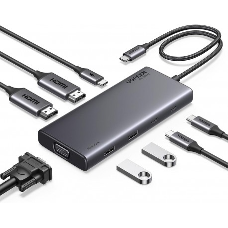Priklopna postaja UGreen 8v1 USB-C 4K s 100W PD vhodom