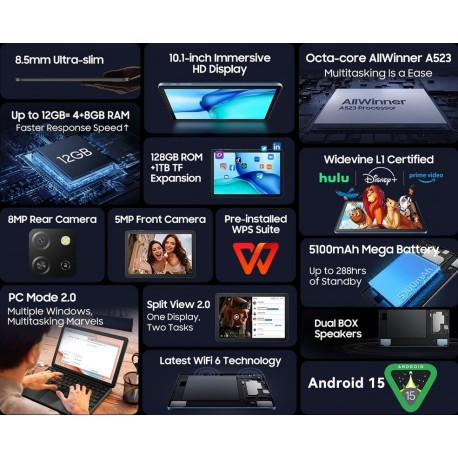 Tablični računalnik Blackview TAB 60, 4GB, 128GB, Android