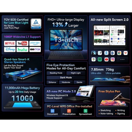 Tablični računalnik Blackview MEGA 8, 12GB, 512GB, moder