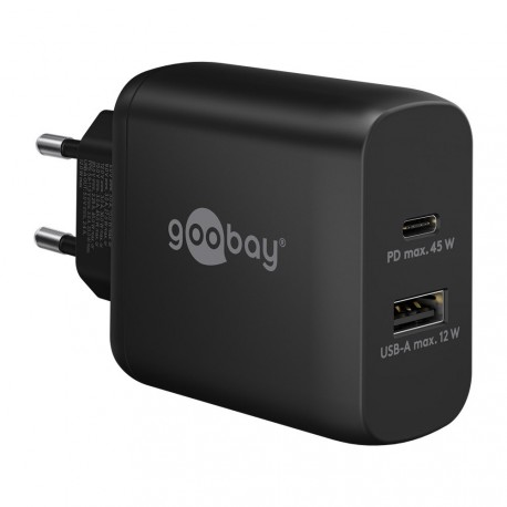 Polnilec Goobay USB-C PD GaN Dual Fast 45W, črn