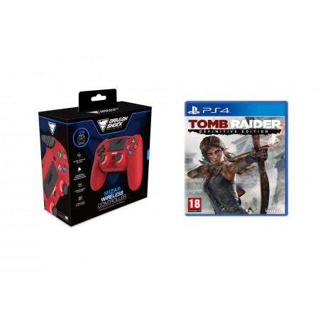 Kontroler DragonShock Mizar, PS4, rdeč + Igra PS4 Tomb Raider