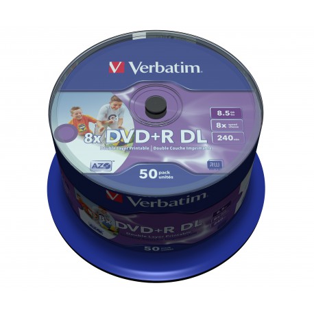 Mediji DVD+R Dual Layer 8.5GB 8x Verbatim InkJet Spindle-50 (43703)