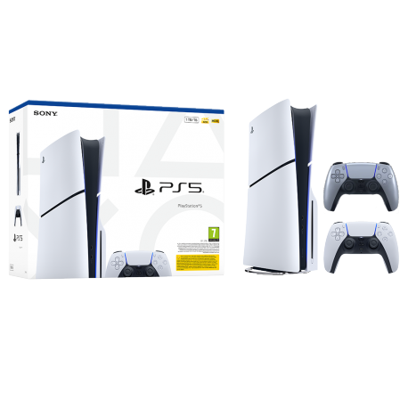 Igralna konzola PlayStation 5 Slim, 1TB + dodaten kontroler (srebrn)