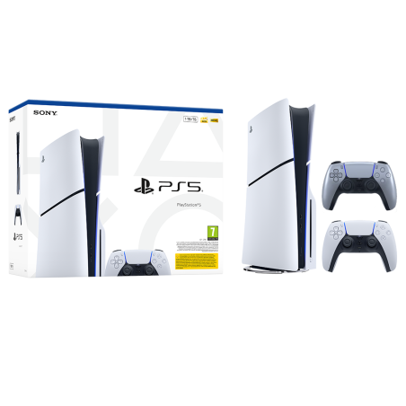 Igralna konzola PlayStation 5 Slim, 1TB + dodaten kontroler (srebrn)