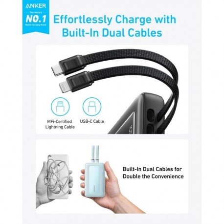 Prenosna baterija Powerbank Anker Zolo, 10000 mAh, 30W, USB-C/Lightning, črn