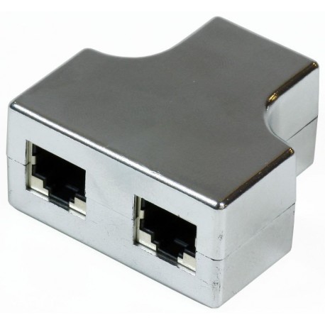 Adapter MicroConnect RJ45 - 2×RJ45, srebrn